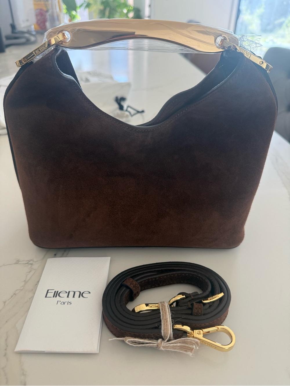 Brown Suede Boomerang Bag - Picture 5 of 7